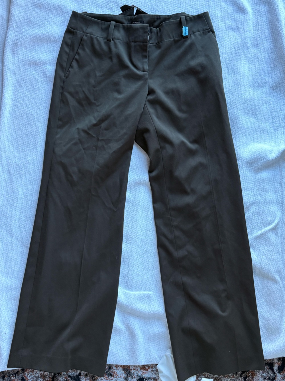 Ann Taylor Green Dress Pants - Tailored Straight Leg- Back Buckle Detail